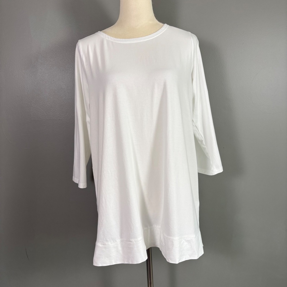 J Jill Luxe Supima Tunic M Clean Girl Neutral Everyday Basic Minimalist Capsule - Picture 2 of 9